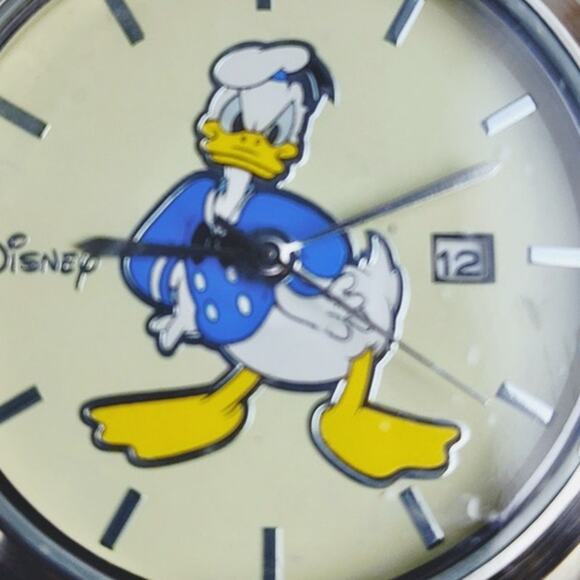 Disney Donald Duck Calendar Date Silver Watch Men's - Picture 2 of 7